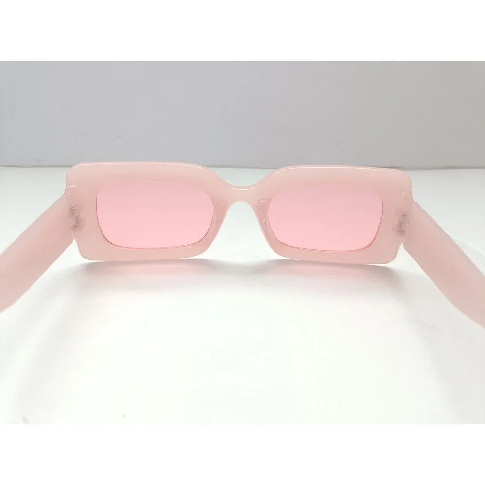 Rectangular Pink Sunglasses Pink Tinted Lens Unisex